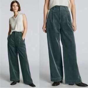 Everlane way high drape green corduroy pants size 4